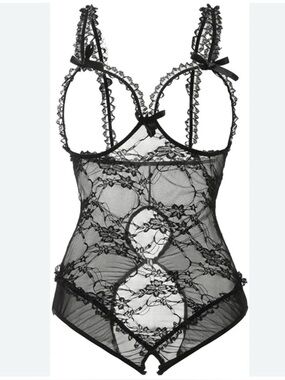 Unbranded Crotchless Topless Lace Bodysuit